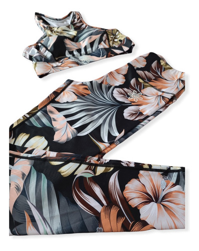 Set Top Leggins Deportivos Estampado Floreado Tie Dye