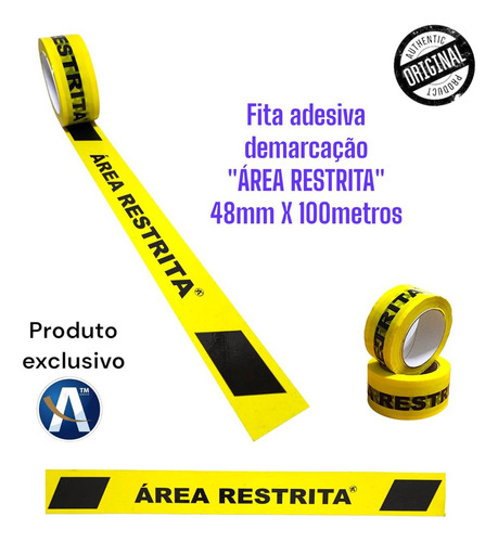 Fita Adesiva Amarela Área Restrita 48mmx100m