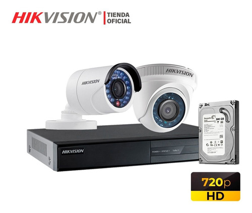 Kit 2 Cámaras De Seguridad Completo Hd 500gb Hikvision