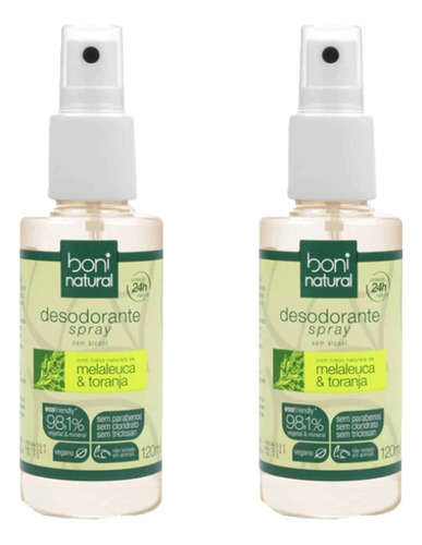 Desodorante Boni Natural Melaleuca E Toranja 120ml Kit 2un