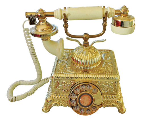 Telefono Antiguo De Disco Dorado Vingate Estilo Frances