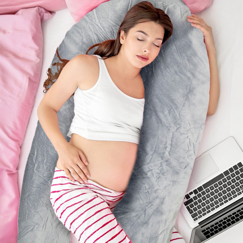 Almohada Ortopédica Embarazo/lactancia Prenatal Estilo Puff Color Gris