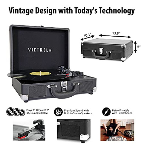 Tocadiscos Victrola Vintage Con Bluetooth De 3 Velocidades,