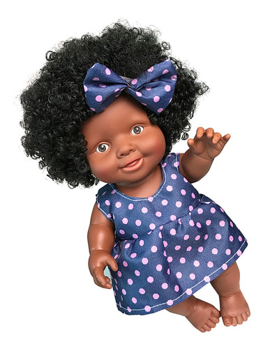 Imagen 1 de 8 de Simulada Muñeca Africana Reborn De Silicona De 10 Pulgadas