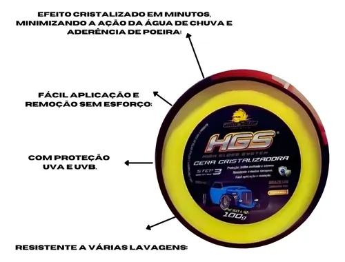 Cera pulidora y cristalizante para automóviles Autoshine de Hgs, 100 g