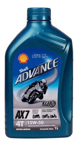 Aceite Shell 15w50 4t Advance Ax7 Semisintetico Moto
