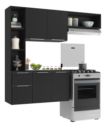 Armário de Cozinha Compacta com Balcão Sofia Multimóveis V2001 Preto