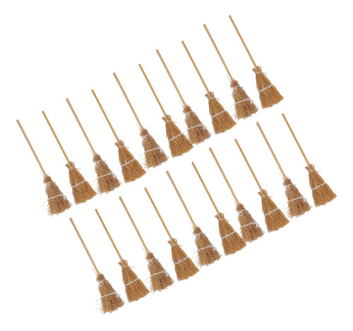 Set De 20 Mini Escobas Decorativas Estilo Bruja Con Cuerda