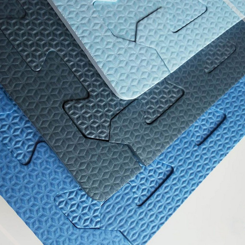 Kit 06 Und Tapete Eva Tatame Azul Infantil 50x50 10mm Treino