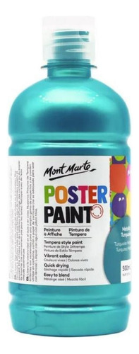 Tempera Satinada X500ml Color Turquesa Metalizado
