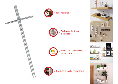 4 Suporte Invisível Para Prateleira 20 Cm De Embutir Mdf