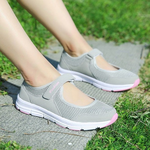 Zapatillas De Tenis De Malla Casual Sin Cordones Para Mujer