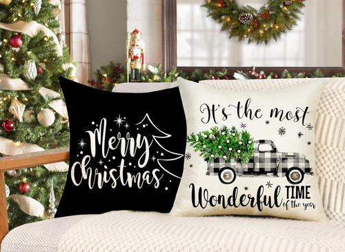 Fundas De Almohada Navideñas De Buffalo Check The Christmas