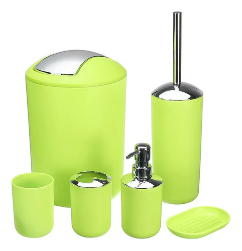 Juego Accesorios Set De Baño 6 Piezas Cepillo Wc Inoxidable