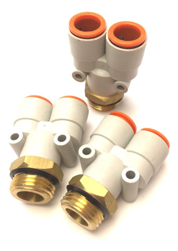 Lot Of 3 Smc Kq2u13-u04 Pneumatic Branch Y Fittings, Ccs