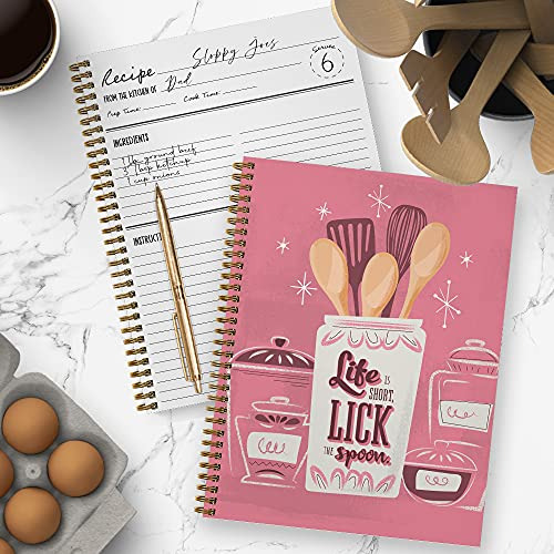 Softcover Lick The Spoon 8.5 X 11 Recipe Spiral Noteb...