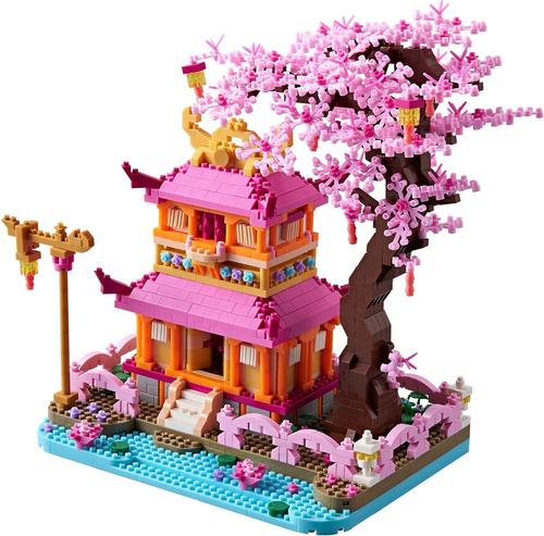 Yujns Sakura Tree House Architecture Micro Blocks Set De Cer
