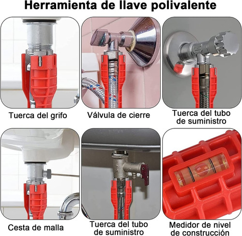 Imagen 4 de 6 de Llave Multiple Plomeria 8 En 1 Con Nivel Baño Cocina S.
