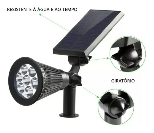 3 Luminária De Espeto Solar Com Pontos De Led (8w)