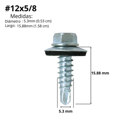 Tornillo Autoperforante Pta. Broca #12x5/8 Zinc Brill 100u