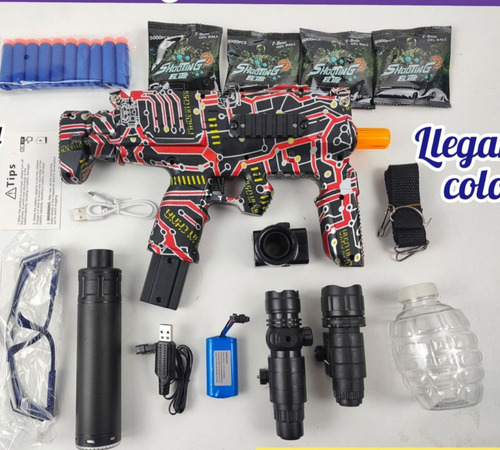 Pistola Mp7 Hidrogel Luz Rgb Linterna Super Potencia 2024