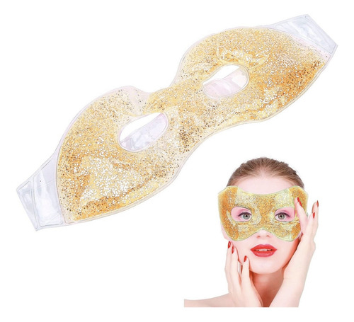Antifaz De Gel Frio Dormir Glitter Relax Ojeras Ajustable