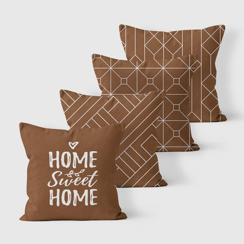 Kit 4 Almofadas Decorativas Own Geométricas E Home Marrom