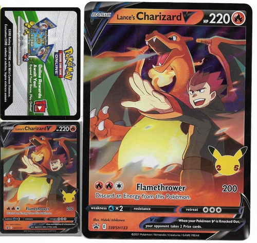 Pokémon Charizard V De Lance, Carta Gigante Y Código Swsh133