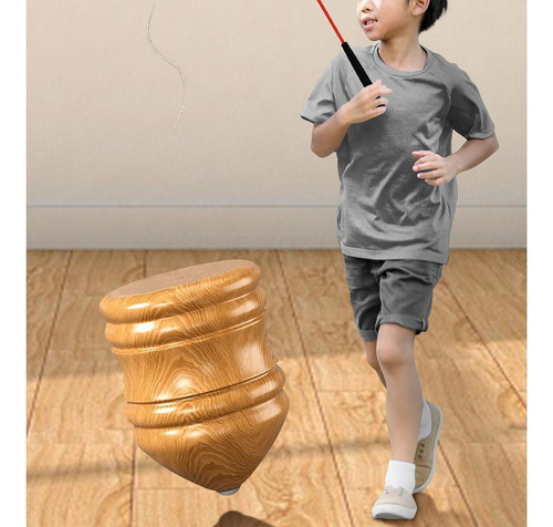 Top Giratoria Tallada En Madera Para Juegos, Juguete De