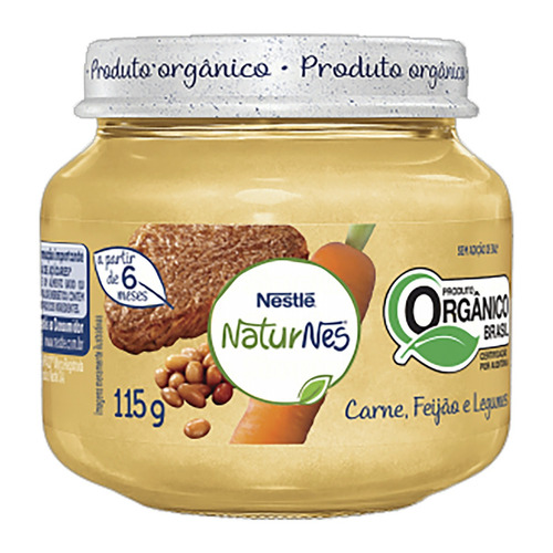 Papinha Orgânica Carne, Feijão e Legumes Naturnes Vidro 115g