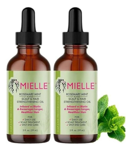 Mielle Aceite Para El Cabello De Menta Y Romero Orgánic(2pcs