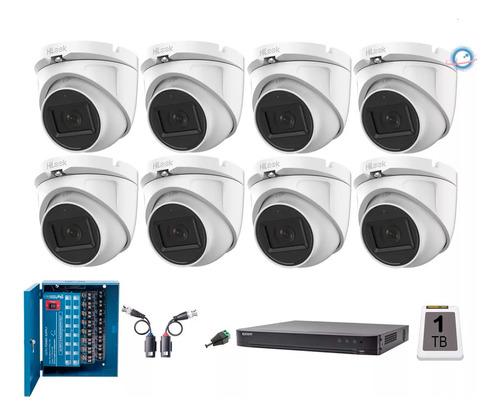 Kit 8 Camaras Domo Epcom 1080p Con Audio Por Coaxitron 1tb