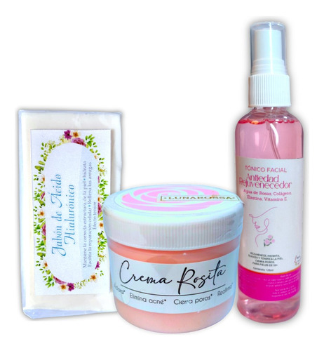 Kit Crema Rosita Colágeno Elastina Hialurónico Vitamina E 