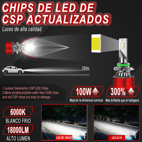 Kit De Focos Led Luz Alta Y Baja 100w 36000lm Para Toyota Camry 2002-2006