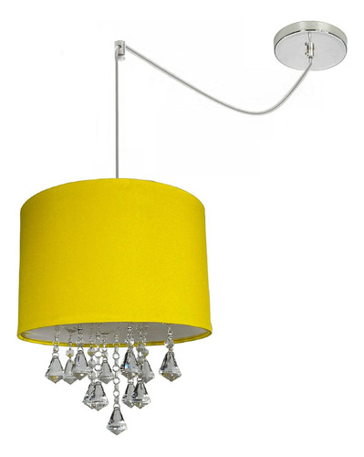 Lustre Pendente Denise Cristal Acrílico Cúpula C/ Desviador Cor Amarelo 110v/220v