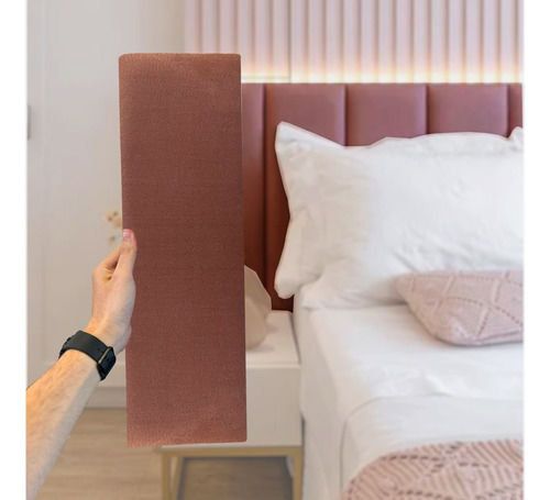 Placa Cabeceira Em Módulos Estofados 60x20 Colar Na Parede Cor Rosa