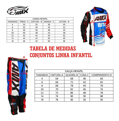 Kit Calça Camisa Infantil Classic Duo Colete Amx Vermelho 06