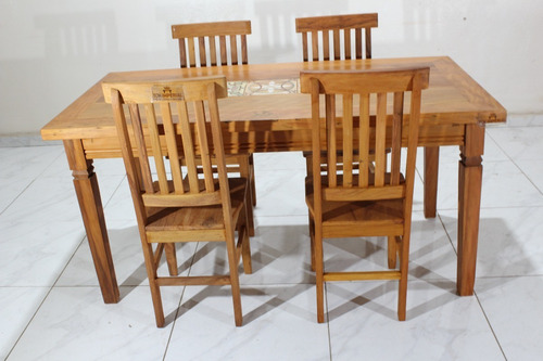 40m Ladrilhos 4 Cadeiras Madeira, Oregon Pine Dining Room Table And Chairs Set Of 4