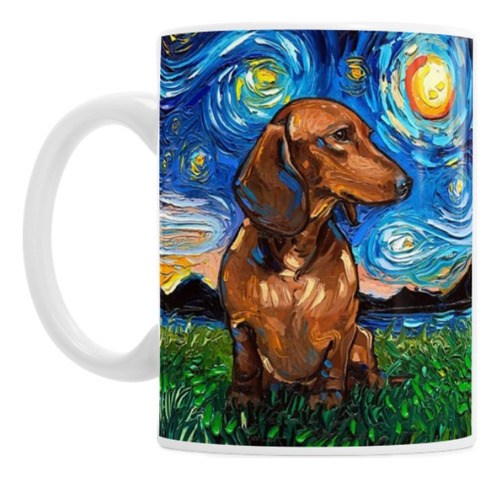 Taza De Cerámica Perro Salchicha Van Gogh