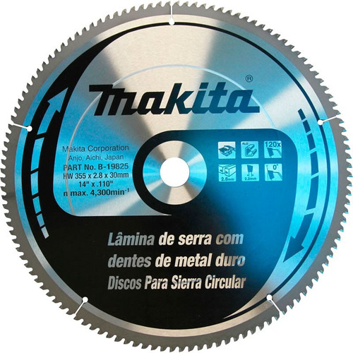 Hoja Sierra Makita B-19825 Aluminio Disco 355mm 120dt Bb