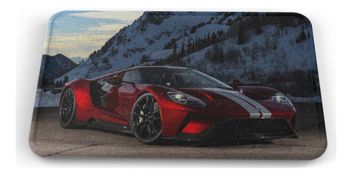 Tapete Carro Rojo Montañas De Nieve Baño Lavable 50x80cm