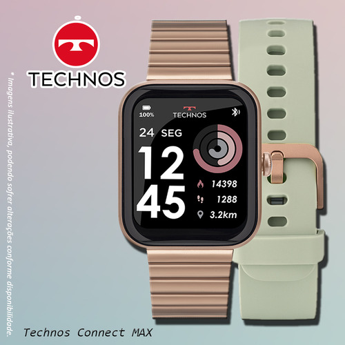 Smartwatch Technos Connect Max Rose E Verde Tmaxaj 7t