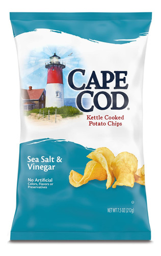 Cape Cod Patatas Fritas, Sal Marina Y Vinagre, 7.5 Onzas