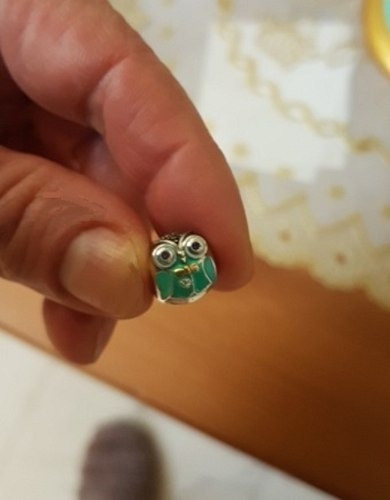 Charm Buho Verde, Intelectual Joya Plata Estilo Pandora