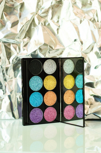 Imagen 2 de 8 de Paleta De Glitter Compact Glitter X 8 Con Espejo Xúlu Z487