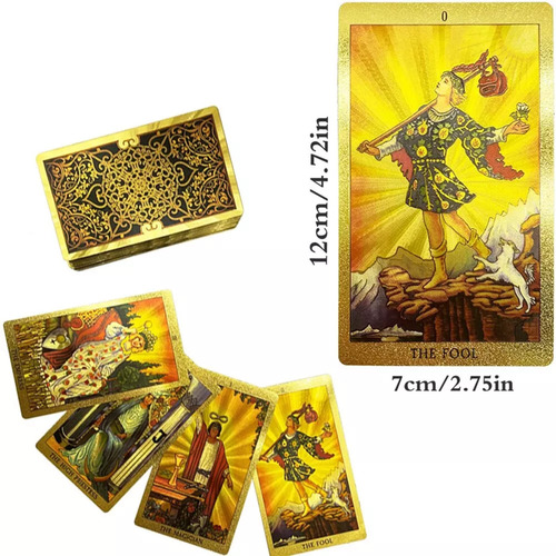 Tarot Dorado Rider Waite Premium Cartas Impermeables Baraja