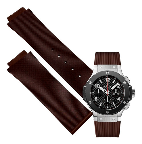 Correa 25mm Para Hublot Big Bang Steel Ceramic 44mm Marron