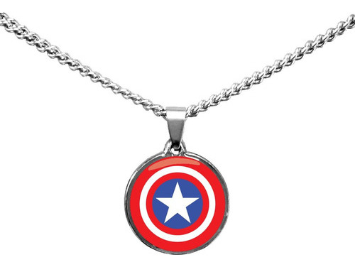 Collar Capitan America Dije Alación Y Cadena De Acero 