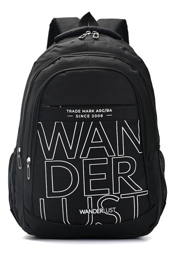 Mochila Wanderlust Urban Mode Con Bolsillo Porta Notebook Color Negro - 34085 Diseño De La Tela Liso