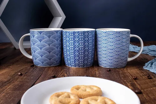 Machuma Juego De 6 Tazas De Cafe De 11.5 Onzas Con Patrones